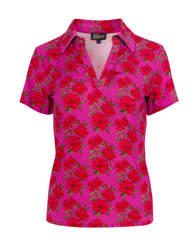 Suzy Top Short Sleeve - Fuchsia Flowers