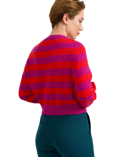 Knitwear Cardigan - Fuchsia Stripes