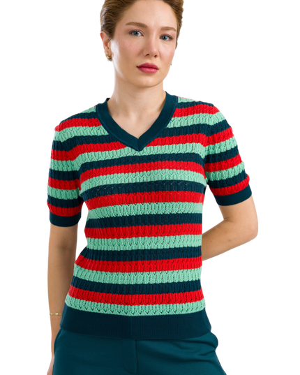 Knitwear Sweater V-Neck Short Sleeve