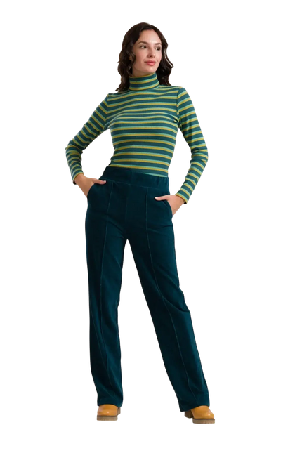 PANTALONI HAILEY RIB VELOUR PETROL