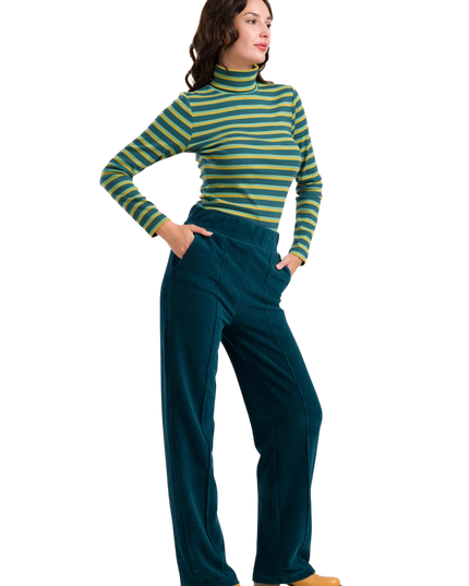HAILEY TROUSERS RIB VELOUR PETROL