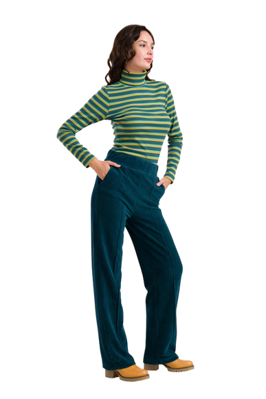 HAILEY TROUSERS RIB VELOUR PETROL