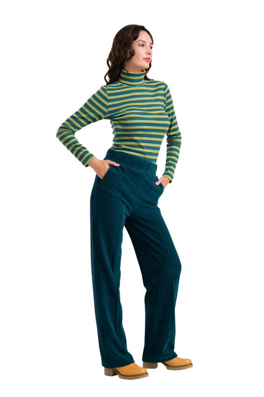 HAILEY TROUSERS RIB VELOUR PETROL