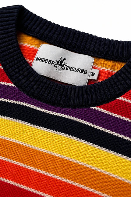 MADCAP SUNDOWN RETRO 90S STRIPED JUMPER, NAVY/ARMANTH PURPLE