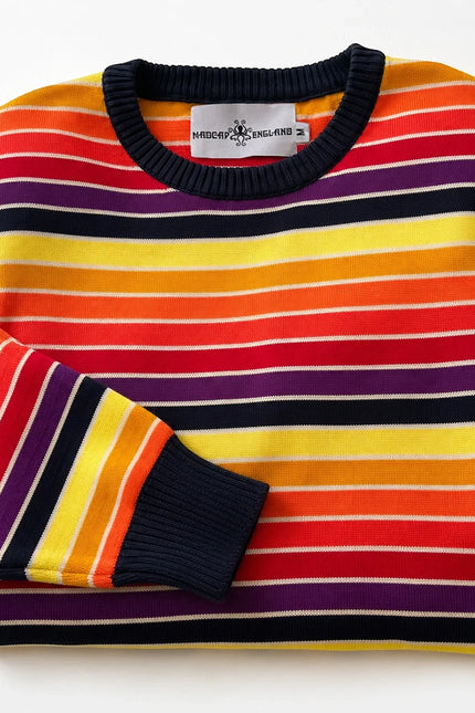 MADCAP SUNDOWN RETRO 90S STRIPED JUMPER, NAVY/ARMANTH PURPLE
