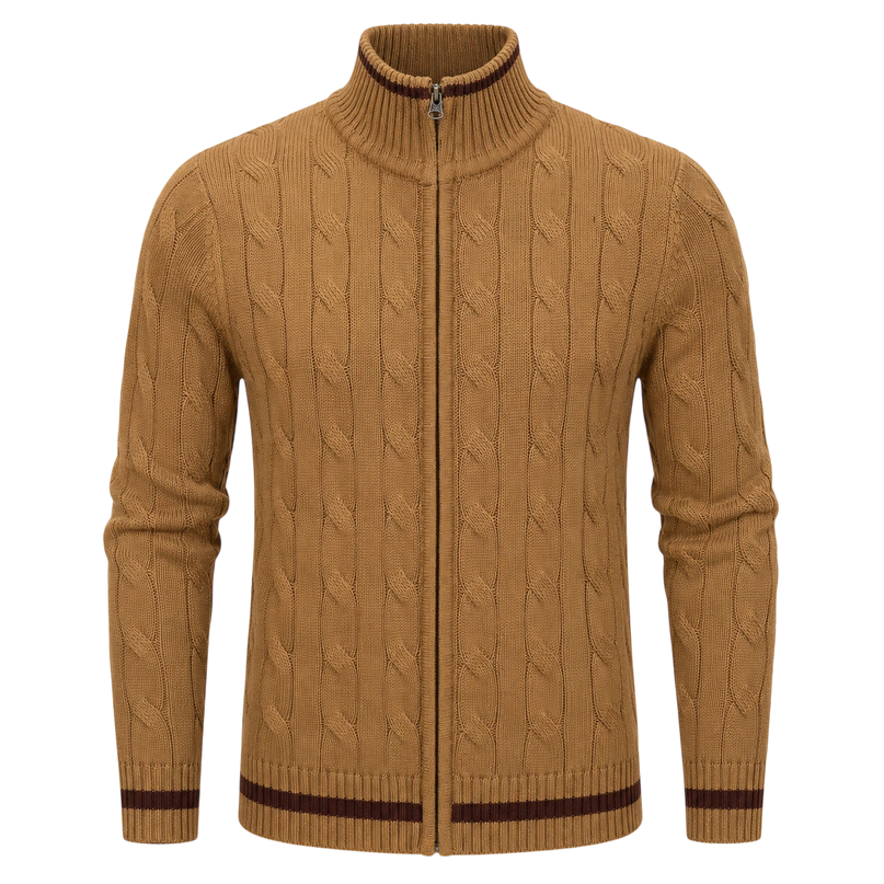 MADCAP ENGLAND GATSBY CABLE KNIT CARDIGAN, FALL LEAF