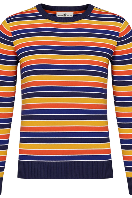 MADCAP ENGLAND SUNDOWN RETRO 90S STRIPED JUMPER , MULTI STRIPE