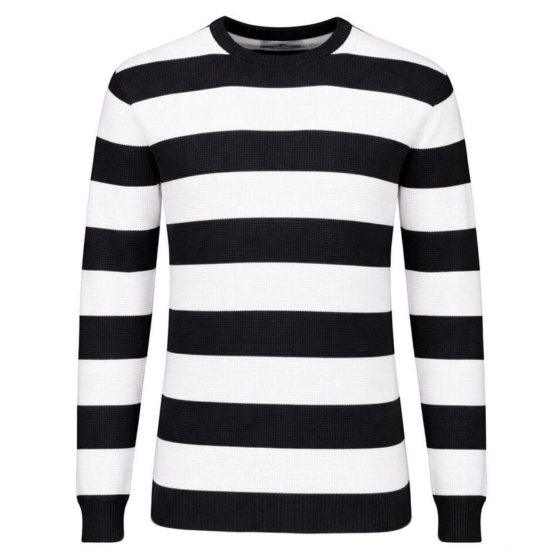 MADCAP ENGLAND JONES WAFFLE BLOCK STRIPE JUMPER, BLACK/CREAM