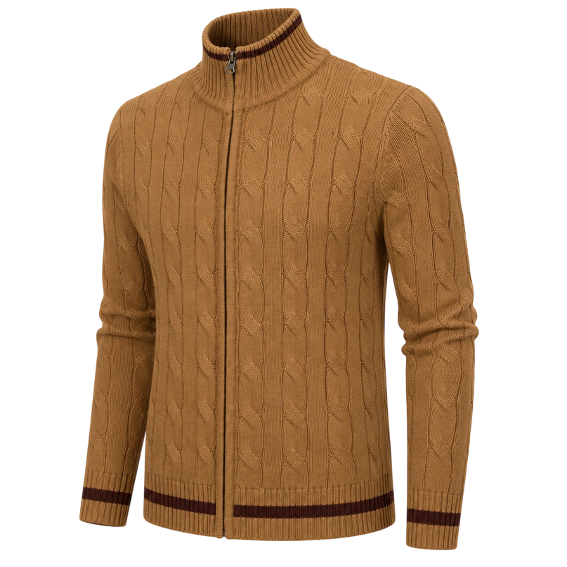 MADCAP ENGLAND GATSBY CABLE KNIT CARDIGAN, FALL LEAF