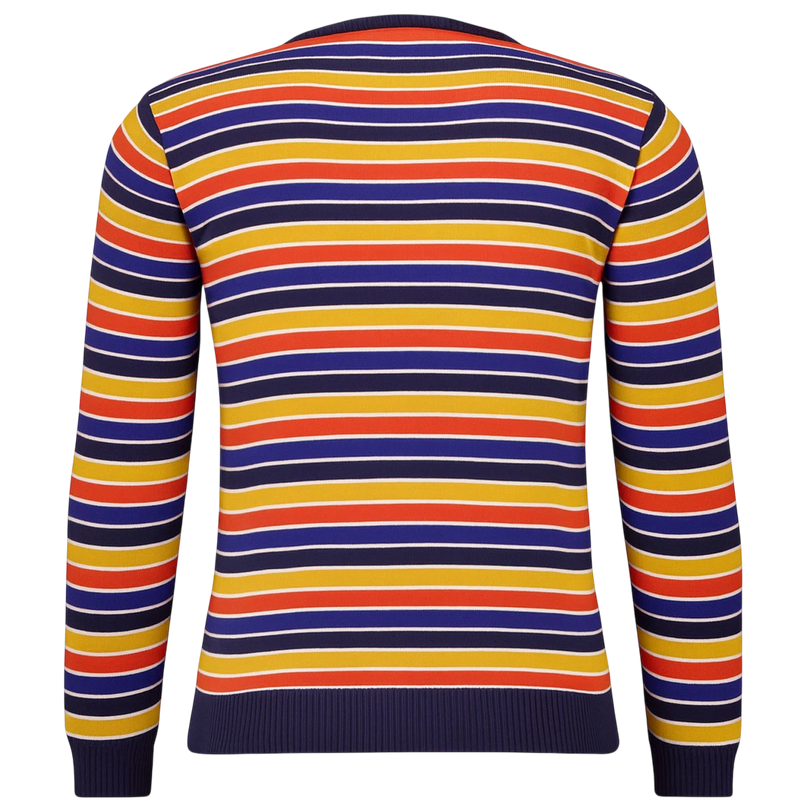 MADCAP ENGLAND SUNDOWN RETRO 90S STRIPED JUMPER , MULTI STRIPE