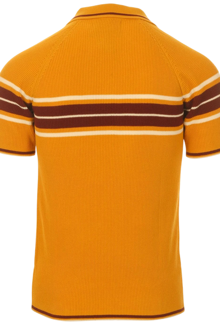 MADCAP ENGLAND FIREBALL MOD RIB ZIP NECK POLO – GOLDEN GLOW