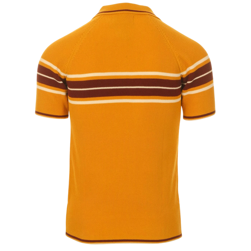 MADCAP ENGLAND FIREBALL MOD RIB ZIP NECK POLO – GOLDEN GLOW
