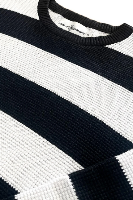 MADCAP ENGLAND JONES WAFFLE BLOCK STRIPE JUMPER, BLACK/CREAM