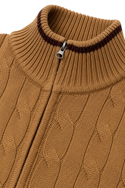 MADCAP ENGLAND GATSBY CABLE KNIT CARDIGAN, FALL LEAF