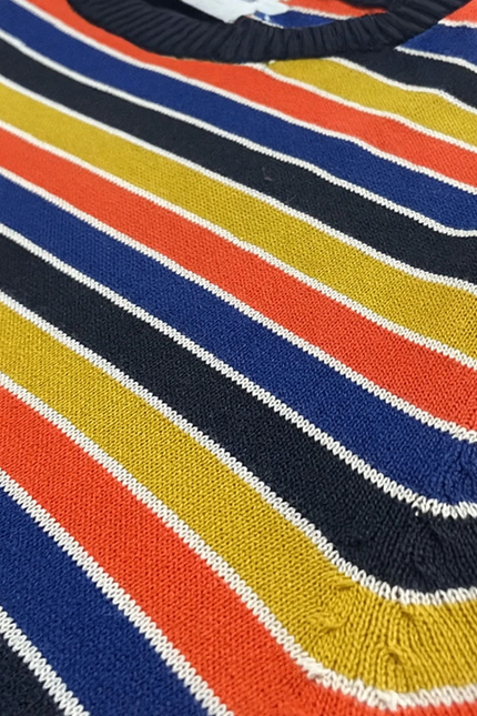 MADCAP ENGLAND SUNDOWN RETRO 90S STRIPED JUMPER , MULTI STRIPE