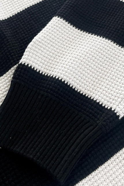 MADCAP ENGLAND JONES WAFFLE BLOCK STRIPE JUMPER, BLACK/CREAM
