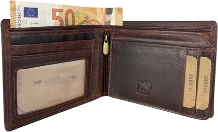 ARRIGO PORTEMONNEE, BRUIN GLAD LEER