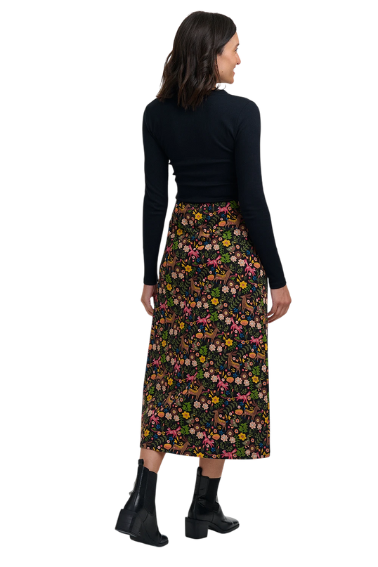 SUGARHILL BRIGHTON JAYDA JERSEY SKIRT, BLACK FOREST FOLKLORE