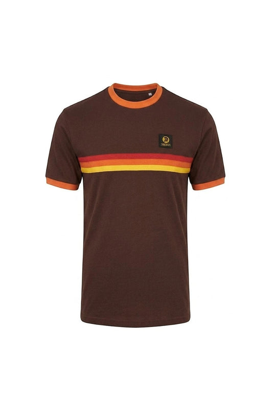 TROJAN STRIPE FRONT TEE TR/9140, CHOCOLATE
