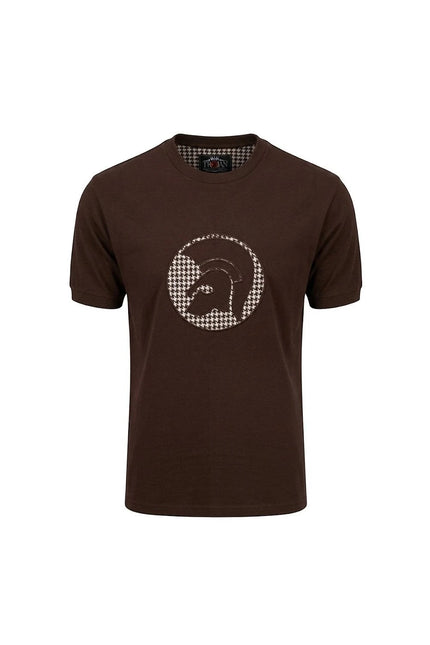 TROJAN APPILIQUE HOUNDSTOOTH JACQUARD TEE TR/9138, CHOCOLATE