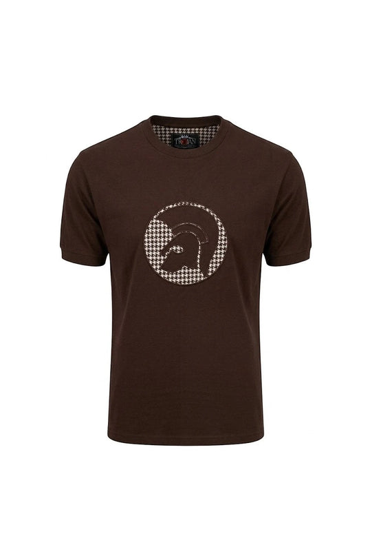 TROJAN APPILIQUE HOUNDSTOOTH JACQUARD TEE TR/9138, CHOCOLATE