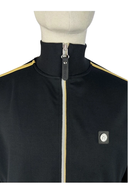 TROJAN TWIN STRIPE CONTRAST ZIP TRACK TOP TR/9100, BLACK