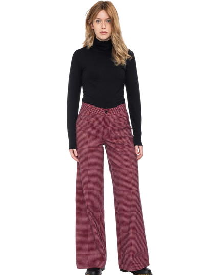 Ruitjesbroek Lacy - red-black-pink