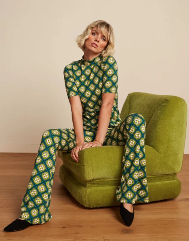 KING LOUIE Border Flared Pants Kirby Para Green