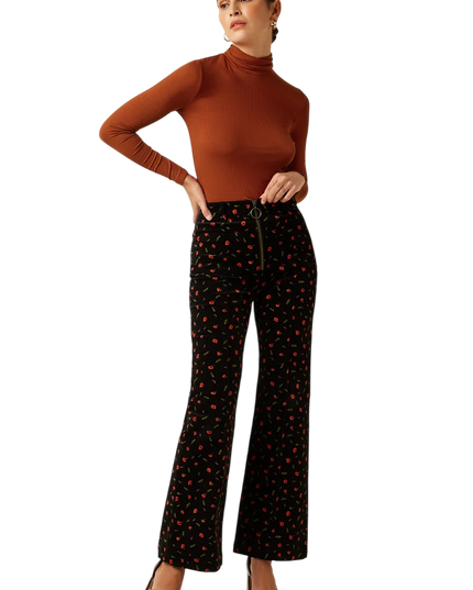 IDA FRONT ZIP PANTS NIVAL BLACK