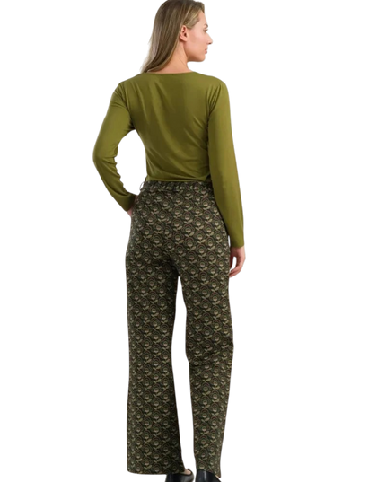 Sue Trousers Jersey, abstract flower green