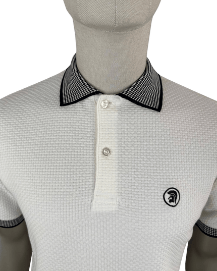 TROJAN Basket Weave Polo with jacquard collar and cuffs
