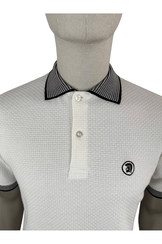 TROJAN Kurvvæv Polo med jacquard-krave og manchetter