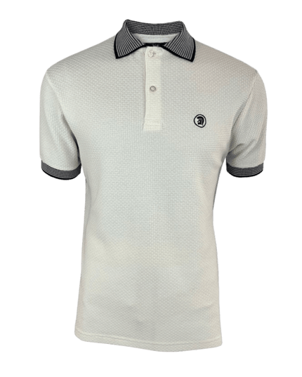 TROJAN Basket Weave Polo with jacquard collar and cuffs
