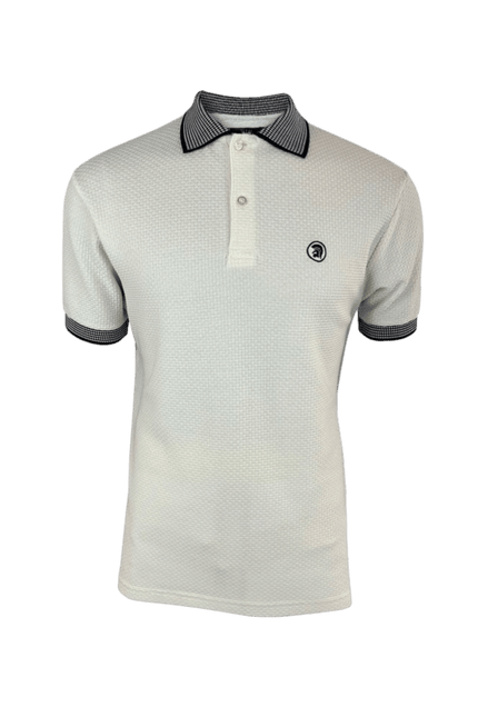 TROJAN Basket Weave Polo with Jacquard Collar and Cuffs