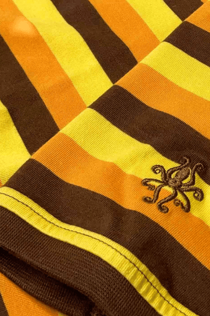 Beatwave Retro 70s Surf Stripe T-shirt in Orange/Yellow/Brown