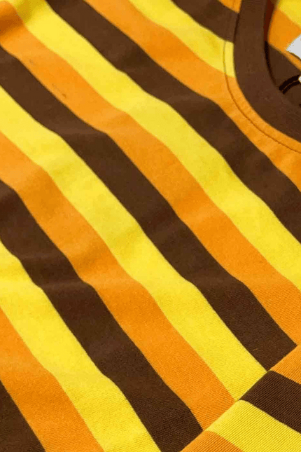 Beatwave Retro 70s Surf Stripe T-shirt in Orange/Yellow/Brown