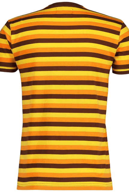 Beatwave Retro 70s Surf Stripe T-shirt in Orange/Yellow/Brown