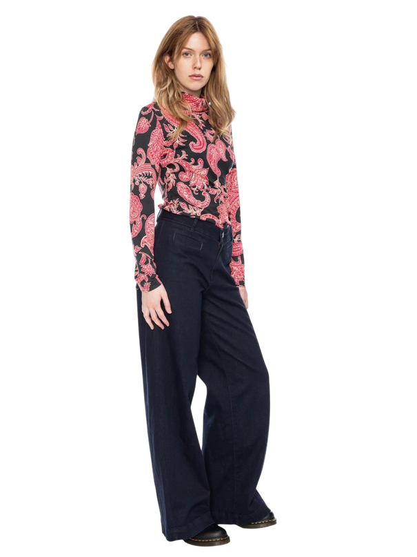 Rolli top met col, zwart