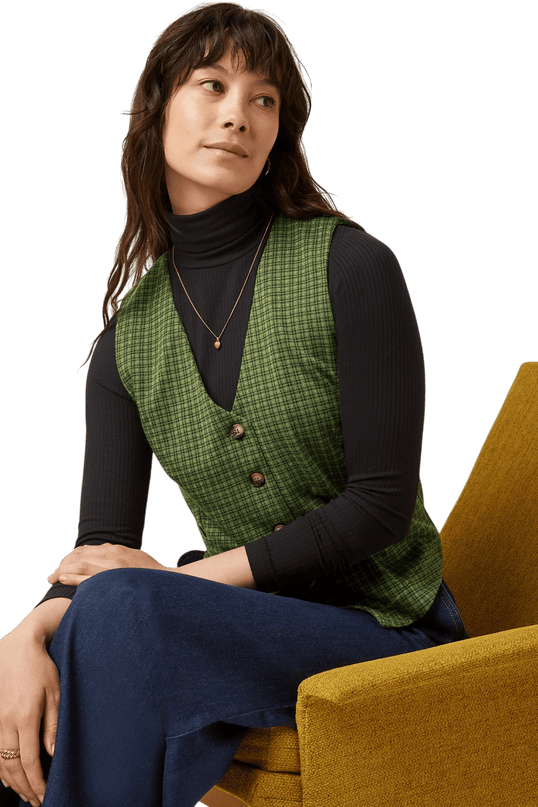 Bianca Gilet Ivy Check, guacemole