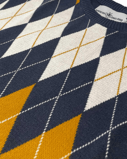 Blane Mod Argyle Jacquard T-shirt Granatowy Marynarski