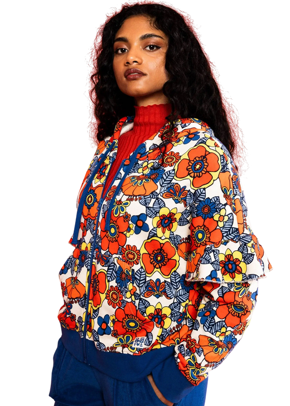 BLUZA Z KAPTUREM Z ZAMKIEM RUFFLE REBEL