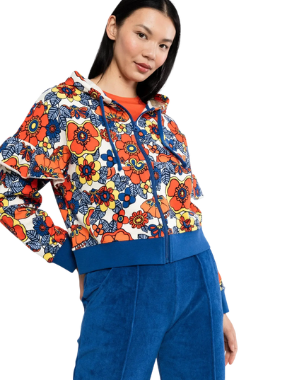 SUDADERA CON CREMALLERA Y VOLANTES REBELDE