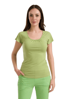 LALAMOUR Butterfly top short sleeve, plain bright olive