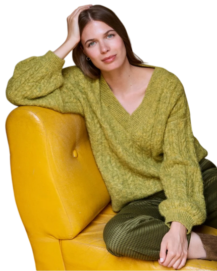 Oversized cable-knit sweater - khaki