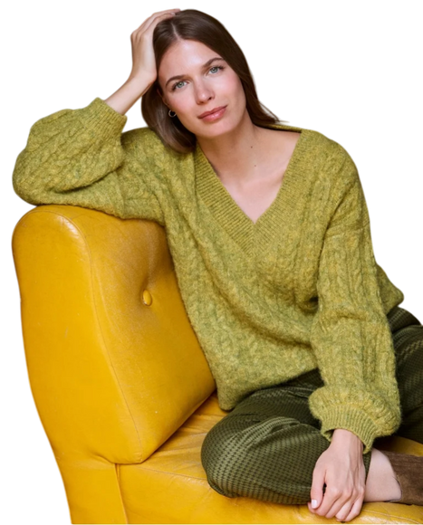 Oversized cable-knit sweater - khaki