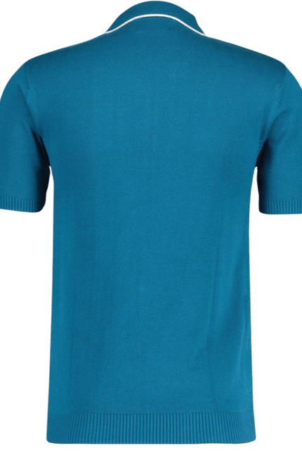 Cagney Retro Textured Pocket Piping Polo Top in Corsair