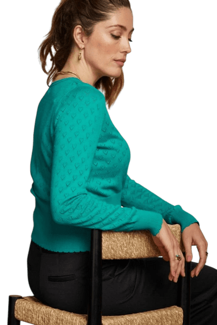 King Louie Cardi V Heart Ajour Aqua Green