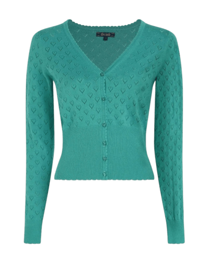 Cardigan King Louie V Heart Ajour vert aqua