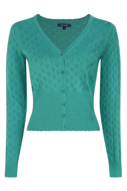 King Louie Cardi V Heart Ajour Aqua Green