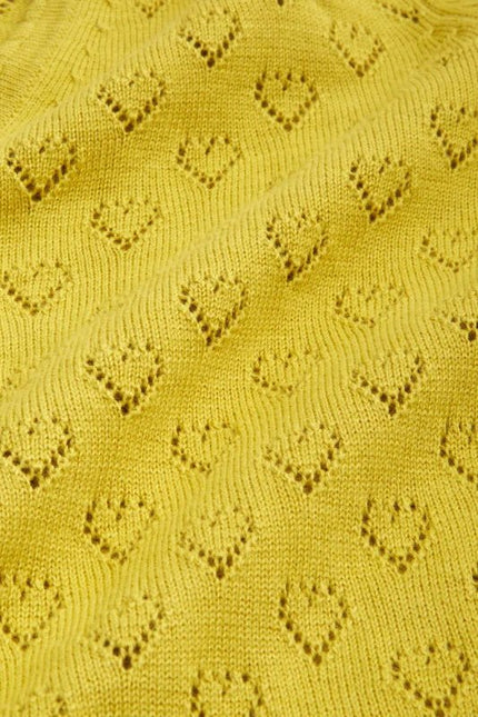 King Louie Cardi V Heart Ajour Cress Yellow
